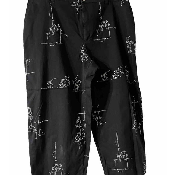 Chico's Bird & Frog Print Capri Pants  Size 3 Xl 16 Us Black/white, Zip Up, - Picture 2 of 16